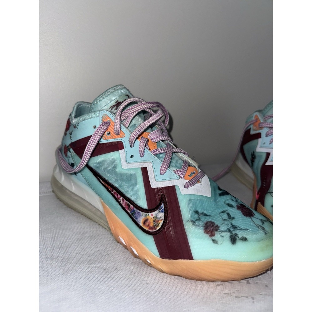 Nike LeBron 19 Low Floral Mint Red Basketball Shoes Size 9.5 No Box - Picture 3 of 8
